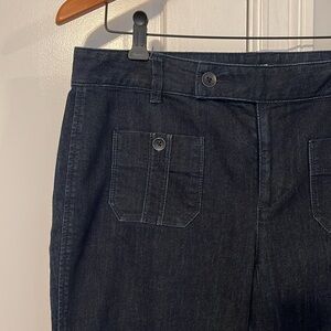 Loft Trouser Style Dark Rinse Flare Bottom Jeans Size 10